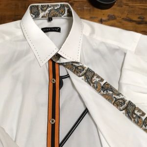 White Jared Lang button up with a kick! Size Large